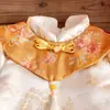 Novo Vestido Qipao Espesso Acolchoado de Algodão Estilo Chinês para Meninas, Vestido Clássico Tradicional de Inverno com Franjas Florais Estilo Nacional, Roupa de Ano Novo