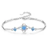 Conjunto de Pingente Colar Trevo da Sorte de Quatro Folhas Feminino Verão Pulseira de Casal Fofa e Elegante Zircônia Azul Joias Exquisitas