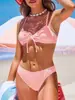 Nuevo Traje de Baño de Dos Piezas Dividido para Exportación Europea y Americana, Bikini Sexy para Mujer, Estampado a Cuadros sin Espalda