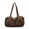 Bolsa de Ombro Casual Versátil Estilo Coreano Nova Estampa de Leopardo, Melard Bolsa de Mão Leve de Grande Capacidade para Uso Diário e Deslocamento para Mulheres