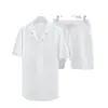 Camisa de manga corta para hombre Amazon 2024 Nuevo traje Verano Holgada Casual de Algodón y Lino Camisa Cardigan en stock