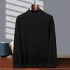 Novo Suéter Masculino 100% Caxemira Outono/Inverno 2026, Gola Alta Dupla Camada, Suéter de Tricô Tamanho Grande, Camada Base