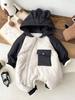 Macacão de Bebê Inverno com Capuz Veludo Quente Casaco de Algodão Espessado Estilo Desenho Animado Roupa de Passeio Roupa de Rastejar para Bebê Masculino