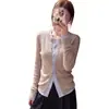Suéter de punto de manga larga con bloques de color de alta gama para mujer, nuevo estilo otoño/invierno, bellamente único, adelgazante y versátil capa base