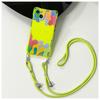 Capa de celular fluorescente verde smiley graffiti apple 16promax cordão adequado para iphone15 crossbody removível 14