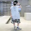 Roupa Infantil Meninos Roupa de Verão conjunto 2025 Novo Verão Meninos Esportivo Sem Mangas Verão Fresco Bonito Moderno