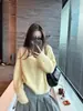 Roupas Zhengqite/ Suéter de Lã e Cashmere Macio e Aconchegante com Gola V para Mulheres Inverno