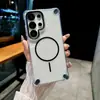 Capa de Celular Magnética Fina Anti-Queda de Quatro Cantos Adequada para Samsung S25Ultra Transparente Macia S24Fe Tendência S23