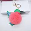 Llavero de bola de pelo de pájaro enamorado creativo colgante de pájaro de felpa elfo PU adornos para bolso de dama bola de pelo de imitación de conejo Rex colgante
