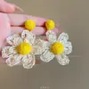 Pendientes Grandes de Flor Estilo Vacaciones de Verano en la Costa, Pendientes Exagerados de Paja Bohemia, Aretes para Mujer, Perfectos para Fotos de Viaje