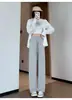 Calça de Seda de Gelo Wide Leg para Mulheres, Novo Estilo Verão 2026, Fina e Fluida, Cintura Alta Solta, Perna Reta, Casual Esportiva, Calça com Proteção Solar