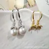 Joias de Zircônia em Forma de Gota de Cobre Banhado a Ouro 18K Brincos de Pérola com Pinos de Prata 925, Acessórios DIY Versáteis para Vários Estilos