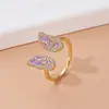 Anillo Abierto de Mariposa Dinámico de Gama Alta Versátil de Lujo de Nicho para Mujer, Anillo de Dedo Índice de Mariposa de Diseño de Moda Personalizado al por Mayor