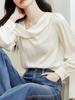 Outono 2025 Comércio Exterior Blusa Elegante de Ombro a Ombro com Design Único, Cor Sólida, Top Fashionável Casual de Manga Longa