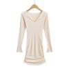 Vestido de moda YPFF para mujer, ajustado, con escote en V, clavícula y falda con pliegues laterales en la cadera.