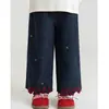 Calça jeans infantil Wulibu coleção outono 2026, design fofo de gato, amigável à pele, calça reta macia, calça confortável para meninas