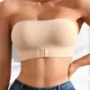 Sujetador strapless sexy sin costuras de estilo europeo y americano con cierre frontal, anti-exposición, antideslizante, push-up, realzador de pecho, sujetador de espalda bonito para mujer