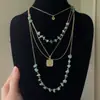 Collar de Borla con Cuentas de Grava Verde Vintage, Estilo Étnico Retro, Cadena Versátil Multicapa para Clavícula, Nueva Tendencia 2025