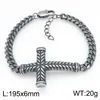 Pulsera Ajustable Vintage Rock Hip-Hop Trenzada Empalme de Cruz Cadena Cubana Acero de Titanio Pulsera para Hombre