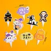 Decoración de pastel de Halloween pegamento suave adornos lindos de fantasma calabaza Feliz Halloween telaraña tarjeta enchufe