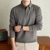 Camisa Polo de Manga Larga para Hombre, Estilo Ligeramente Maduro, para Papás de Mediana Edad, Solapa de Negocios Otoño/Invierno, Ropa para Hombres de Mediana Edad y Mayores