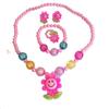 Conjunto de 4 collares y joyas con cuentas de girasol de dibujos animados para niños al por mayor