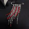 Joias Transfronteiriças Europeias e Americanas, Broche de Franja com Contas Vermelhas Retrô, Broche Metálico com Múltiplas Correntes de Design Exclusivo, Acessórios para Vestuário