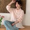 Camisa Morishima Lenzing Tencel Lino para Mujer Verano Nueva Holgada Protección Solar Diseño Cárdigan Color Sólido Camisa Ligera