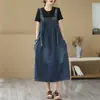 Vestido de Peto de Mezclilla para Mujer, Nuevo Estilo Verano 2026, Corte Holgado, Tallas Grandes, Versión Coreana, Rejuvenecedor, Adelgazante, Vestido Camisola Versátil