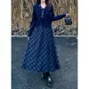 Conjunto de Dos Piezas para Mujer Talla Grande Vestido a Cuadros con Tirantes para Mujer 2026 Otoño Nuevo Estilo Top de Punto de Manga Larga para Gorditas