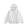 Sudadera Cardigan de Estilo Universitario Coreano con Diseño de Lunares de Colores para Hombres y Mujeres, Chaqueta con Capucha Oversize Estilo Americano Relajado