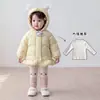 Conjunto de Inverno para Meninas Estilo Doce Roupa de Algodão com Capuz de Estrela Roupa Íntima de Suéter Meias Conjunto de Três Peças Roupas de Algodão para Crianças Pequenas