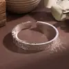 Pulseira larga de cobre branco banhada a prata com inscrições auspiciosas, bracelete aberto sólido com carpas gravadas, pulseira brilhante e extremamente sortuda