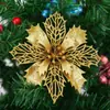 Decoración Navideña Flor Navideña 15cm Flor Artificial con Polvo Dorado Árbol de Navidad Regalo Festivo Corona Decoración del Hogar