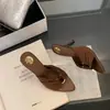 Sandálias Slip-On de Salto Alto Estilo Levemente Maduro para Mulheres, Novo Modelo Verão 2026, Bico Fino, Salto Fino, Peep Toe, Sandálias Sexy