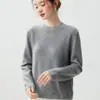 Bai Cai Rong Otoño Invierno Sencillo Cuello Redondo Ganchillo 100% Cachemira Pura Suéter para Mujer Holgado Perezoso Suave Pegajoso Versátil Tejido