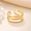 Anillo Simple Hueco Transfronterizo Nicho Alto Gama Elegante Brillo Diseño Versátil Anillo Abierto 18K