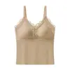 Ropa interior térmica de cachemira y seda para otoño e invierno, cómoda, con forro polar, engrosada, con almohadillas en el pecho, capa interior que elimina la necesidad de sujetador