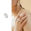 Nuevo Exquisito Anillo de Flor de Cornus Tridimensional para Mujer Diseño de Nicho Versátil Simple Abierto Ajustable Anillo para Mujer
