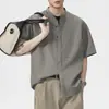 Camisa de Manga Corta con Cuello Alto Estilo New Old Money para Hombre, Nueva Colección Primavera/Verano 2026, Camisa Casual Simple de Lujo Ligero de Moda Americana Holgada