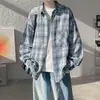 Comercio exterior transfronterizo, cuadros, primavera y otoño, estilo americano, nueva chaqueta de camisa para hombre y mujer, manga larga, estilo Hong Kong, holgada, casual, top retro