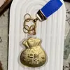 Llavero de Oro Puro 999 Bolsa de la Suerte para Atraer Riqueza y Prosperidad, Colgante de Bolsa, Cadena para Teléfono, Venta al por Mayor de Fábrica