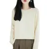 Suéter tejido casual de cuello redondo y manga larga, 100% algodón, estilo vintage transfronterizo para mujer, mangas raglán de moda, capa base de color liso