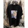 Camiseta Slim de Manga Curta Preta Algodão Puro Estampa Estilo Único Americano para Mulheres Verão 2026 Top Super Quente que Reduz a Idade
