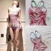 Princesa Sirena DeslumbranteEstampado retro francés adelgazante sin espalda que realza la figura traje de baño deportivo de una pieza estilo resort para mujer en verano