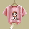 Camisetas de Verano de Manga Corta para Niñas, Nuevo Estilo, Lindas, Estilo Coreano, de Verano, Media Manga, Algodón Puro, Estampadas, Modernas, para Niños Pequeños y Medianos