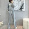Conjunto de Sudadera Casual Deportiva de Moda para Mujer, Nuevo Conjunto de Dos Piezas Azul Klein Primavera y Otoño 2025, Adelgazante y Moderno