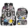 Mochila Transfronteriza Nueva Llorido Nocturno de Navidad Halloween Mochila de Poliéster Mochila de Estudiante Bolso Bandolera Set de Tres Piezas