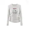 Nuevas Camisetas de Manga Larga de Dibujos Animados Lindas de Hello Kitty para Mujer, Versátiles, Dulces, Atrevidas, para Reducir la Edad, Ropa Interior para Mujer, Colección Primavera y Otoño 2025