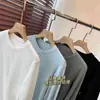 Camiseta Versátil de Manga Larga con Cuello Redondo y Media Tapeta Falsa, Tejido Acanalado Elástico Simple y Práctico con Textura de Raya Vertical H030806